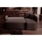 Canapé d'angle convertible HARRY en velours luxe 3/4 places, chocolat, angle droit (vu de face) Canapé d'angle convertible HARRY en velours luxe 3/4 places, chocolat, angle droit (vu de face)