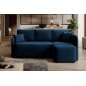 Canapé d'angle convertible HARRY en velours luxe 3/4 places, bleu, angle droit (vu de face) Canapé d'angle convertible HARRY en velours luxe 3/4 places, bleu, angle droit (vu de face)