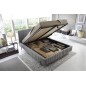 Lit double en tissu velours de qualité luxe, PLACIDO, gris foncé, 140x200 Lit double en tissu velours de qualité luxe, PLACIDO, gris foncé, 140x200