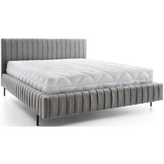 Lit double en tissu velours de qualité luxe, PLACIDO, gris foncé, 160x200