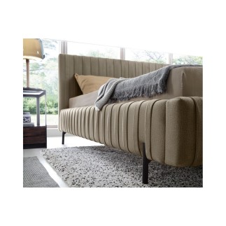 Lit double en tissu velours de qualité luxe, PLACIDO, marron, 160x200