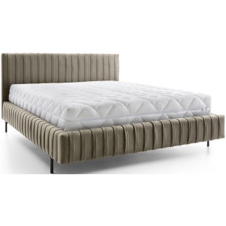 Lit double en tissu velours de qualité luxe, PLACIDO, marron, 180x200