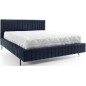 Lit double en tissu velours de qualité luxe, PLACIDO, bleu foncé, 160x200 Lit double en tissu velours de qualité luxe, PLACIDO, bleu foncé, 160x200