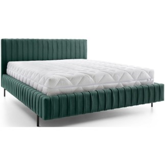 Lit double en tissu velours de qualité luxe, PLACIDO, vert foncé, 160x200