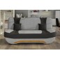 Canapé 3 places convertible et espace de rangement - tissu gris et simili noir - en tissu de qualité, EWIN