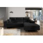 Canapé d'angle convertible ARMEL en tissu luxe 5 places, noir, avec coffre, angle droit (vu de face) Canapé d'angle convertible ARMEL en tissu luxe 5 places, noir, avec coffre, angle droit (vu de face)