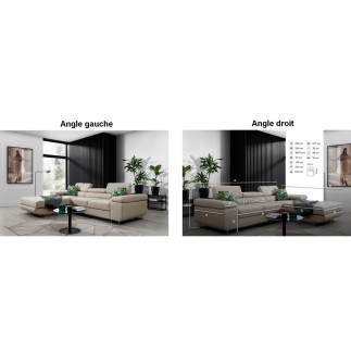 Canapé d'angle convertible ARMEL en tissu luxe 5 places, noir, avec coffre, angle droit (vu de face)