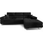 Canapé d'angle convertible ARMEL en tissu luxe 5 places, noir, avec coffre, angle droit (vu de face) Canapé d'angle convertible ARMEL en tissu luxe 5 places, noir, avec coffre, angle droit (vu de face)