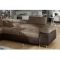 Canapé d'angle convertible en tissu velours luxe 5 places, avec coffre, marron et chocolat, angle gauche (vu de face), ANNECY VE