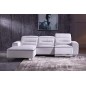 Canapé d'angle relax en cuir buffle italien de luxe FUNRELAX, blanc et bande gris clair, angle gauche, 5 places Canapé d'angle relax en cuir buffle italien de luxe FUNRELAX, blanc et bande gris clair, angle gauche, 5 places