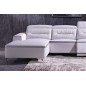 Canapé d'angle relax en cuir buffle italien de luxe FUNRELAX, blanc et bande gris clair, angle gauche, 5 places Canapé d'angle relax en cuir buffle italien de luxe FUNRELAX, blanc et bande gris clair, angle gauche, 5 places