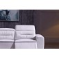 Canapé d'angle relax en cuir buffle italien de luxe FUNRELAX, blanc et bande gris clair, angle gauche, 5 places Canapé d'angle relax en cuir buffle italien de luxe FUNRELAX, blanc et bande gris clair, angle gauche, 5 places