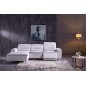 Canapé d'angle relax en cuir buffle italien de luxe FUNRELAX, blanc et bande gris clair, angle gauche, 5 places Canapé d'angle relax en cuir buffle italien de luxe FUNRELAX, blanc et bande gris clair, angle gauche, 5 places