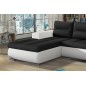 Canapé d'angle convertible en tissu luxe noir et simili cuir blanc, 5 places, angle gauche (vu de face) - OTELLO Canapé d'angle convertible en tissu luxe noir et simili cuir blanc, 5 places, angle gauche (vu de face) - OTELLO