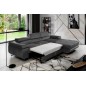 Canapé d'angle convertible ARMEL en tissu velours luxe 5 places, gris anthracite, avec coffre, angle droit (vu de face)