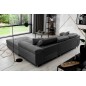 Canapé d'angle convertible ARMEL en tissu velours luxe 5 places, gris anthracite, avec coffre, angle droit (vu de face)