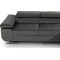Canapé d'angle convertible ARMEL en tissu velours luxe 5 places, gris anthracite, avec coffre, angle droit (vu de face)