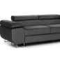 Canapé d'angle convertible ARMEL en tissu velours luxe 5 places, gris anthracite, avec coffre, angle droit (vu de face)