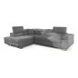 -Canapé d'angle convertible en velours luxe 5 places, avec coffre, gris clair, angle gauche (vu de face), ANNECY VELOURS -Canapé d'angle convertible en velours luxe 5 places, avec coffre, gris clair, angle gauche (vu de face), ANNECY VELOURS