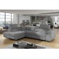 -Canapé d'angle convertible en velours luxe 5 places, avec coffre, gris clair, angle gauche (vu de face), ANNECY VELOURS -Canapé d'angle convertible en velours luxe 5 places, avec coffre, gris clair, angle gauche (vu de face), ANNECY VELOURS