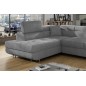 -Canapé d'angle convertible en velours luxe 5 places, avec coffre, gris clair, angle gauche (vu de face), ANNECY VELOURS -Canapé d'angle convertible en velours luxe 5 places, avec coffre, gris clair, angle gauche (vu de face), ANNECY VELOURS