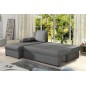 Canapé d'angle convertible GILO - en tissu luxe 3/4 places, gris, angle gauche (vu de face) Canapé d'angle convertible GILO - en tissu luxe 3/4 places, gris, angle gauche (vu de face)