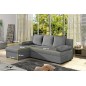 Canapé d'angle convertible GILO - en tissu luxe 3/4 places, gris, angle gauche (vu de face) Canapé d'angle convertible GILO - en tissu luxe 3/4 places, gris, angle gauche (vu de face)
