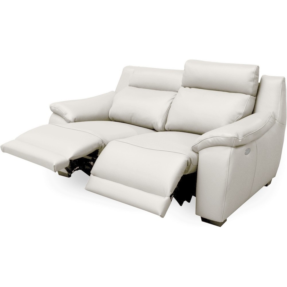 Canapé 2 places avec 2 relax en 100% tout cuir épais luxe italien - 2 relax électriques, blanc cassé. BERN Canapé 2 places avec 2 relax en 100% tout cuir épais luxe italien - 2 relax électriques, blanc cassé. BERN