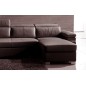 Canapé d'angle convertible cuir buffle italien 5 places, ALLURE, gris foncé, angle droit, Chocolat Canapé d'angle convertible cuir buffle italien 5 places, ALLURE, gris foncé, angle droit, Chocolat