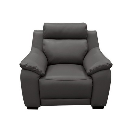 Fauteuil 1 place avec 1 relax en 100% tout cuir épais luxe italien - relax électriques, anthracite. BERN