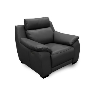 Fauteuil 1 place avec 1 relax en 100% tout cuir épais luxe italien - relax électriques, anthracite. BERN