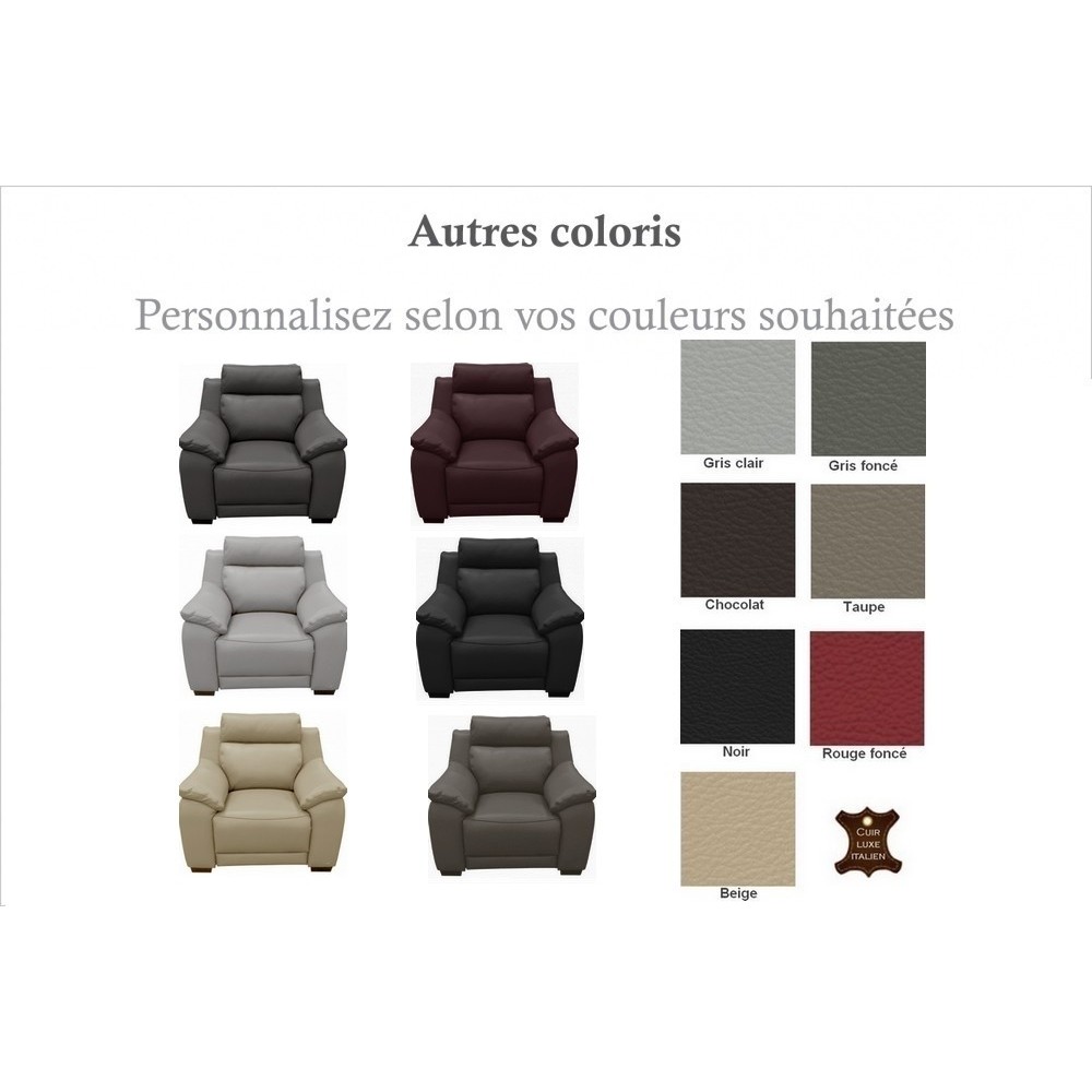 Fauteuil 1 place avec 1 relax en 100% tout cuir épais luxe italien - relax électriques, couleur personnalisée. BERN Fauteuil 1 place avec 1 relax en 100% tout cuir épais luxe italien - relax électriques, couleur personnalisée. BERN