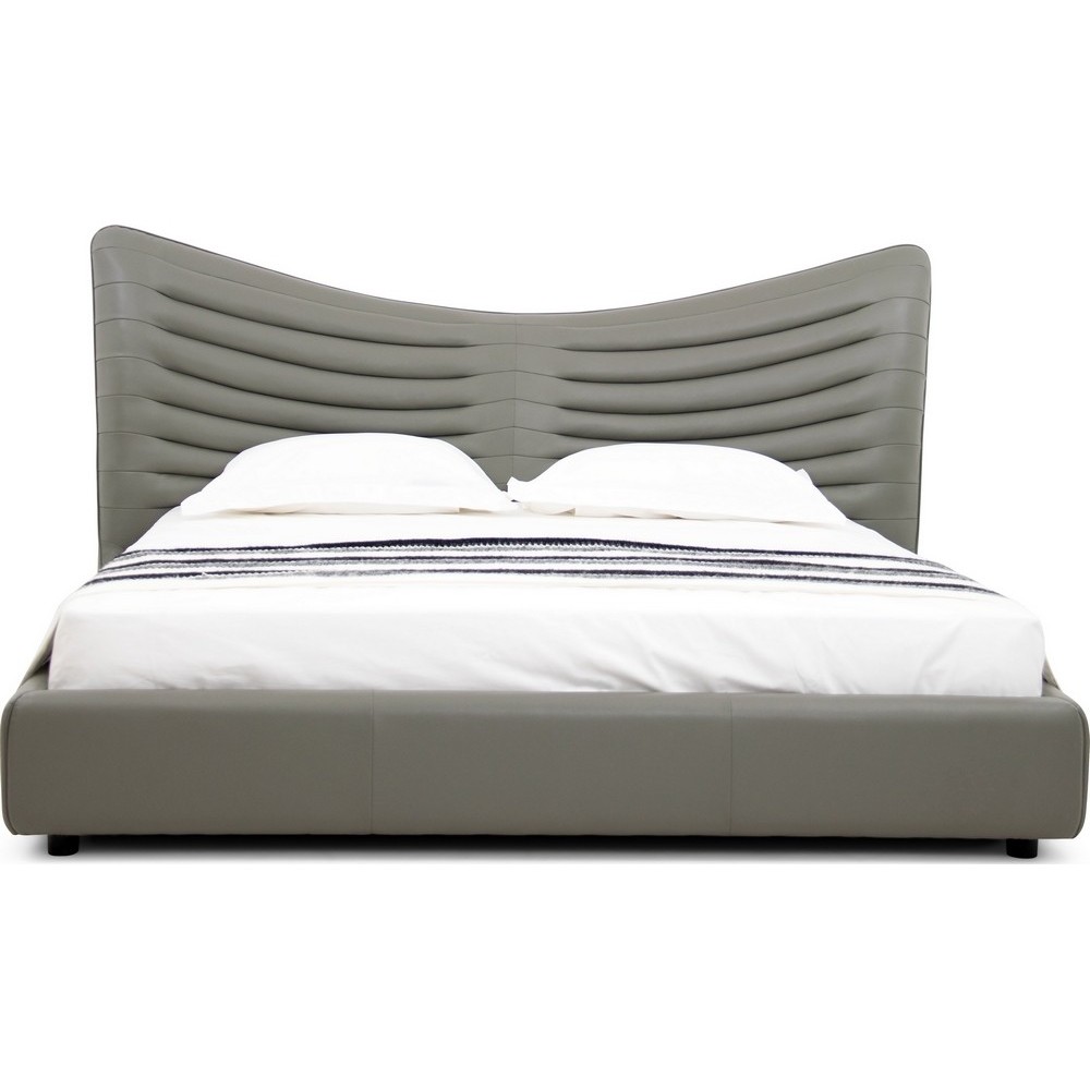 Lit design en cuir de luxe ADAM, avec sommier à lattes offert, gris foncé, 160x200 Lit design en cuir de luxe ADAM, avec sommier à lattes offert, gris foncé, 160x200