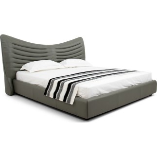 Lit design en cuir de luxe ADAM, avec sommier à lattes offert, gris foncé, 160x200