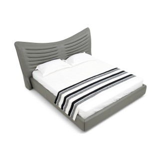Lit design en cuir de luxe ADAM, avec sommier à lattes offert, gris foncé, 160x200