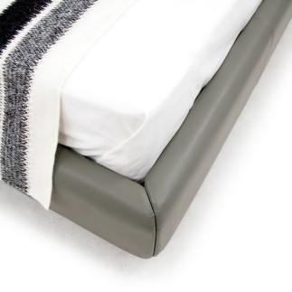 Lit design en cuir de luxe ADAM, avec sommier à lattes offert, gris foncé, 160x200
