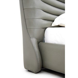 Lit design en cuir de luxe ADAM, avec sommier à lattes offert, gris foncé, 180x200
