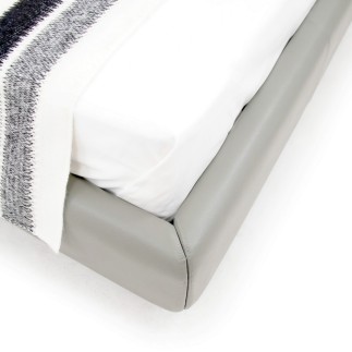 Lit design en cuir de luxe ADAM, avec sommier à lattes offert, gris clair, 140x200