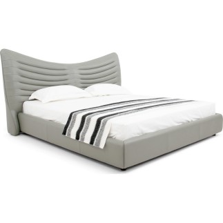 Lit design en cuir de luxe ADAM, avec sommier à lattes offert, gris clair, 160x200