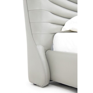 Lit design en cuir de luxe ADAM, avec sommier à lattes offert, gris clair, 160x200