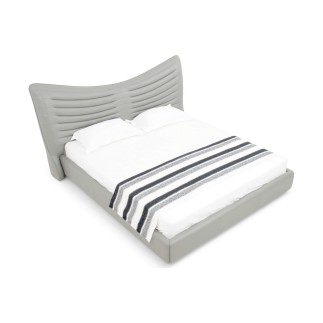 Lit design en cuir de luxe ADAM, avec sommier à lattes offert, gris clair, 180x200