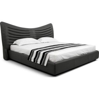 Lit design en cuir de luxe ADAM, avec sommier à lattes offert, noir, 180x200