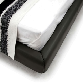Lit design en cuir de luxe ADAM, avec sommier à lattes offert, noir, 180x200