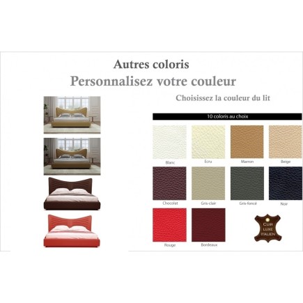 Lit design en cuir de luxe ADAM, avec sommier à lattes offert, couleur personnalisée, 180x200