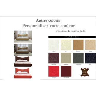 Lit design en cuir de luxe ADAM, avec sommier à lattes offert, couleur personnalisée, 160x200