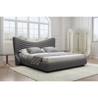 Lit design en velours de luxe NOAH, avec sommier à lattes offert, gris foncé, 160x200