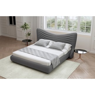 Lit design en velours de luxe NOAH, avec sommier à lattes offert, gris foncé, 160x200