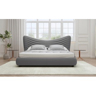Lit design en velours de luxe NOAH, avec sommier à lattes offert, gris foncé, 180x200