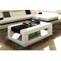 Table basse en cuir italien WAGRAM, blanc et noir Table basse en cuir italien WAGRAM, blanc et noir