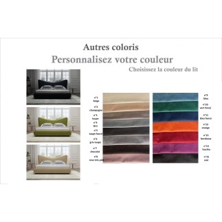 Lit design en velours de luxe NOAH, avec sommier à lattes offert, couleur personnalisée, 160x200